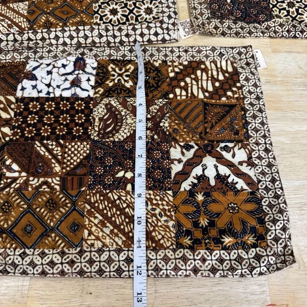 Java Batik Parang Patchwork Indonesia Table Placemats Reversible Lot of 4 RARE